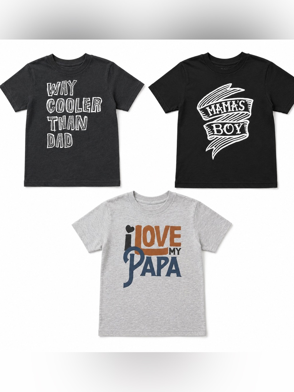 Big Boys Graphic T-Shirt Bundle of 3 Youth Size 10/12 Mama’s Boy Dad Papa Tees